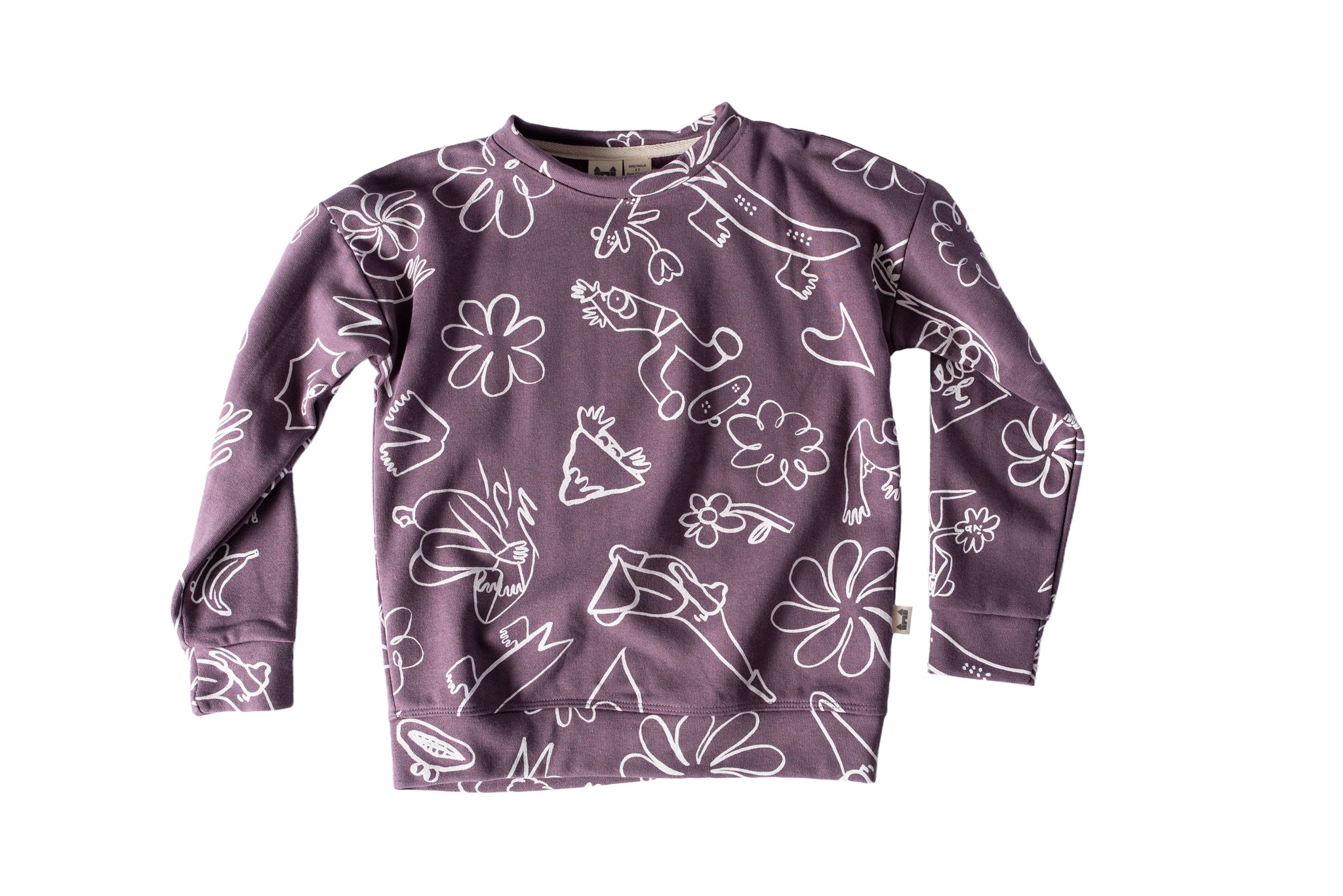 BOXY SWEATSHIRT - WAVE PRINT - PURPLE – fort